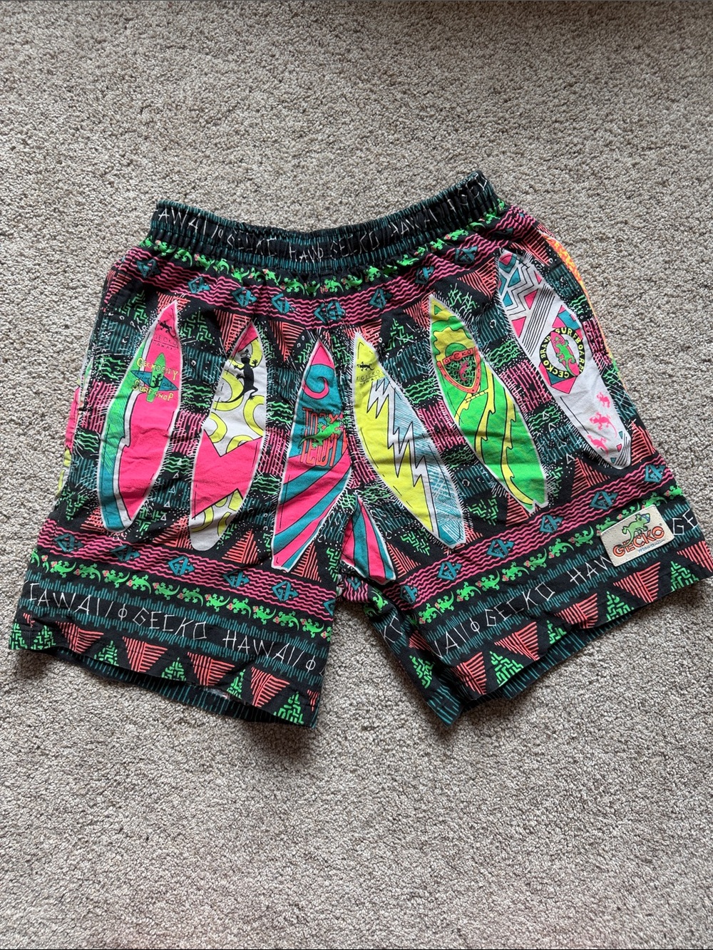 Vintage Gecko Hawaii Boardroom Multiverse Shorts All Over Surfboard Print Medium